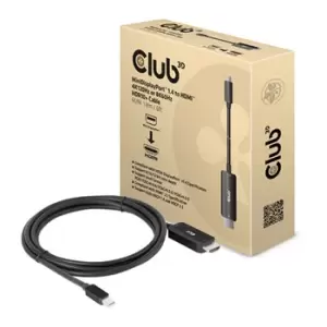 image of Club3D 1.8M MiniDisplayPort 1.4 to HDMI 4K120Hz or 8K60Hz HDR10+ Cable