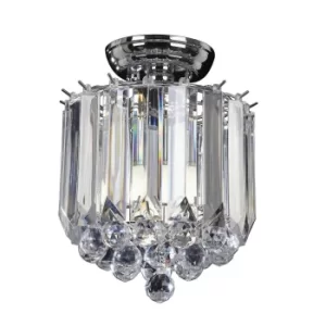 image of Fargo 2 Light Flush Ceiling Light Chrome, Clear Acrylic, E14