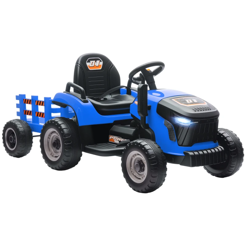 Image of AIYAPLAY Ride on Tractor and Trailer, 12V Electric Ride on Tractor, Blue 370-389V70BU