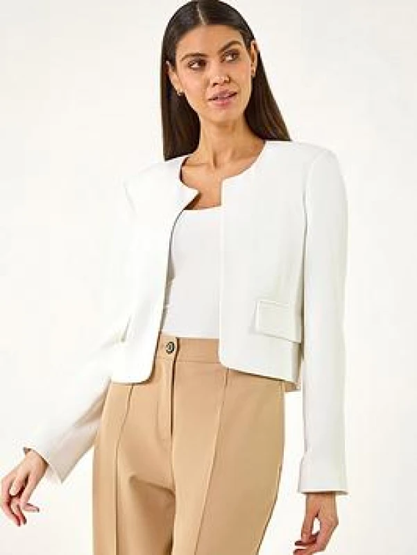 Image of Roman Womens Smart Pocket Jacket in Ivory Size: 16 Ivory Female 16