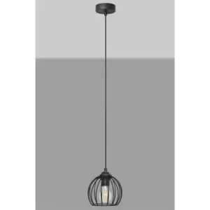 Image of Helam Lighting - Helam Mercure Wire Frame Pendant Ceiling Light Black 16cm