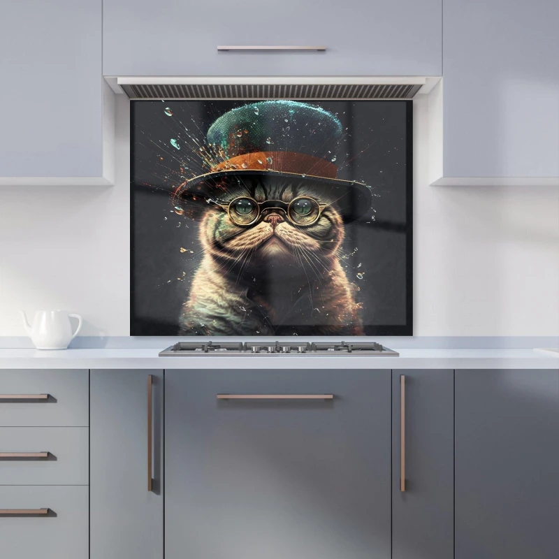 Image of Warren Reed - Designer Shorthair Cat Splashart Kitchen Splashback Size: 600mm x 750mm Multicolor Unisex 600mm x 750mm