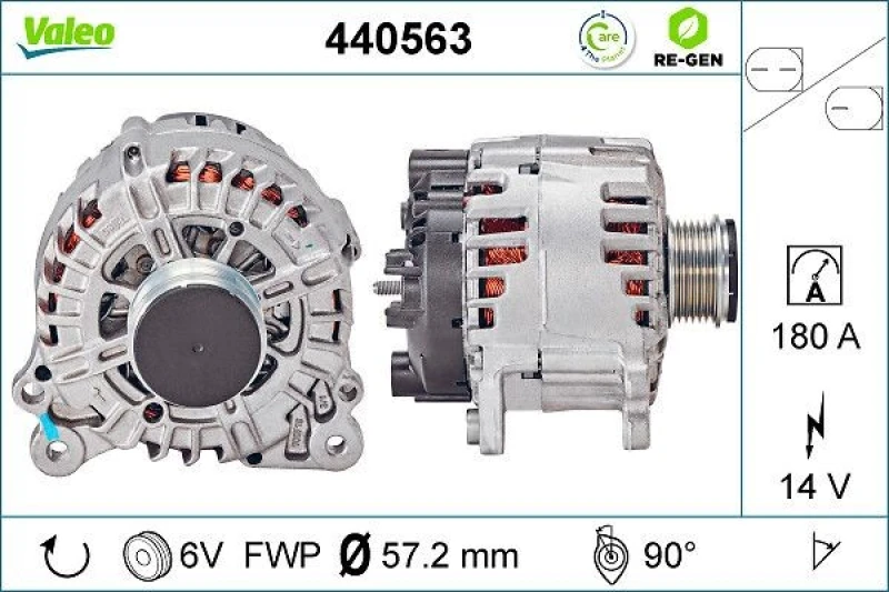 Image of VALEO 440563 Generator Alternator Charging Current: 180A, Voltage: 14V, REMANUFACTURED PREMIUM Alternator (4)
