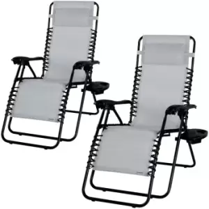 Image of Casaria Adjustable High Back Deck Chair With Pillow Garden Outdoor Terrace Patio Balcony Lounger Relax 2Pcs Grey