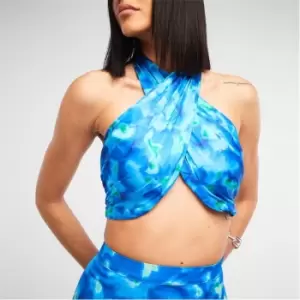 image of Missguided Petite Printed Satin Bralet - Multi