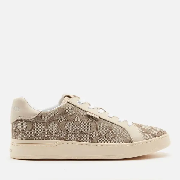 Image of Coach Womens Lowline Jacquard Trainers - Stone/Chalk - UK 8 Grey Trainers female G5037 E4V 8