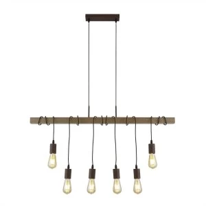 Image of 6 Light Bar Pendant Brown, Dark Wood, E27