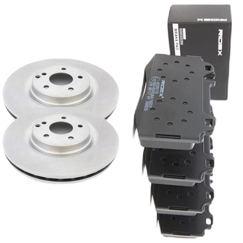 Image of RIDEX 3405B2774 Brake disc and pads set Front Axle, Brake Disc Type: Vented Brake Set,disc brakes (3405)