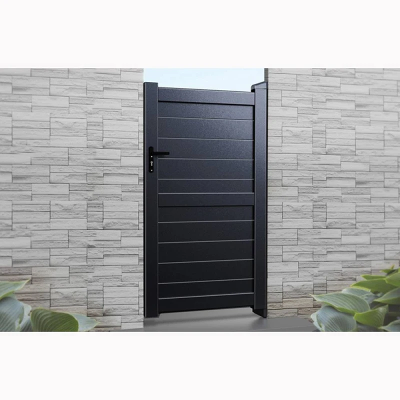 Image of Ready Made Gates Pedestrian Gate 1200x1600mm Black Horizontal Solid Infill & Flat Top Black Unisex