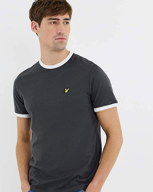Image of Lyle & Scott Lyle & Scott Ringer T-Shirt Gunmetal - Lyle & Scott - Size: M Gunmetal Male M LC06901