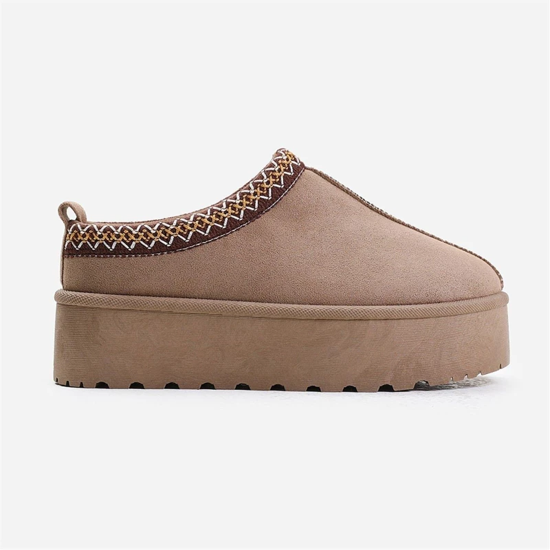 Image of Wheres That From Allegra Camel Faux-Suede Embroidered Ankle Slipper Camelsuede female 3