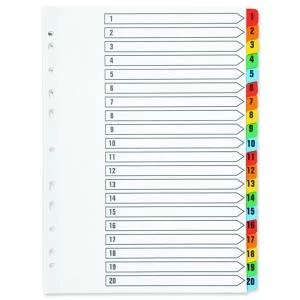 Image of Q-Connect 1-20 Index Multi-punched Reinforced Board Multi-Colour