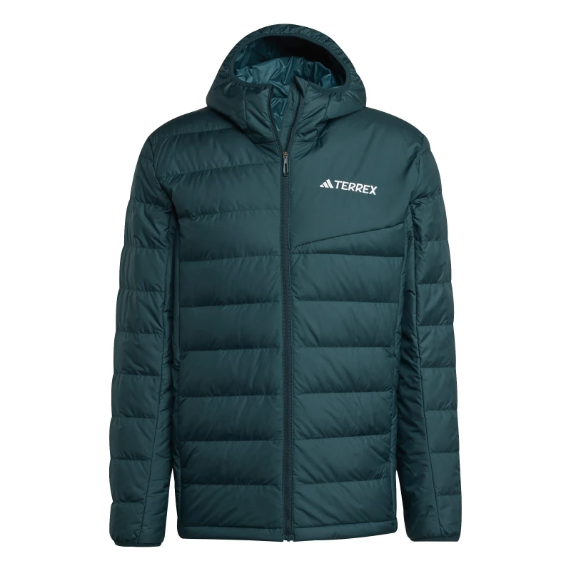 Image of adidas Mens Terrex Multi Light CLIMAWARM Hooded Down Jacket Ivy Green male L