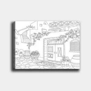 Image of MANDALA110 White Black Decorative Canvas Painting