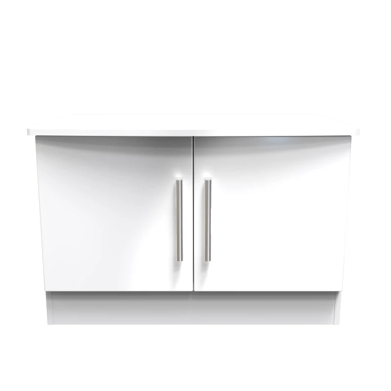 Image of Harrow Compact 2 Door TV & Media Unit In White Gloss (Ready Assembled)