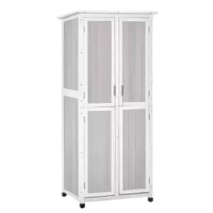Image of Outsunny 2' 6'' x 1 10'' Wooden 3-Tier Garden Storage Cabinet - Grey
