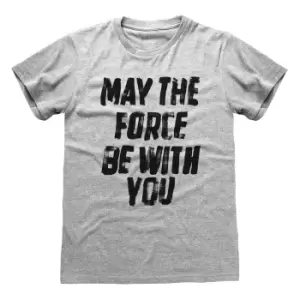 image of Star Wars Womens/Ladies May The Force Be With You Heather Boyfriend T-Shirt (M) (Heather Grey)