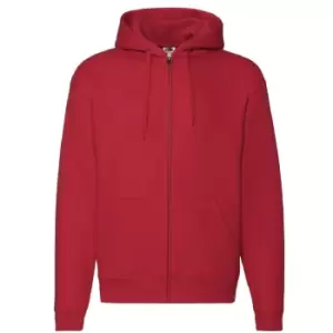 Image of Fruit Of The Loom Mens Zip Through Hooded Sweatshirt / Hoodie (L) (Red)