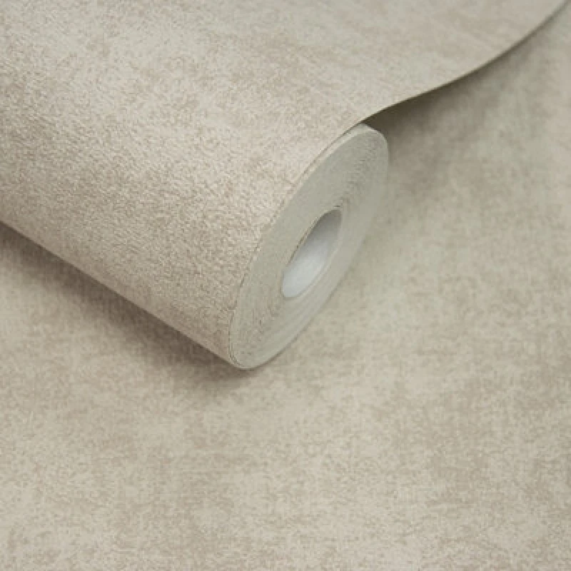 Image of Grandeco Alba Plaster Plain Textured Wallpaper, Neutral Beige