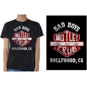 Image of Motley Crue - Bad Boys Shield Unisex Large T-Shirt - Black