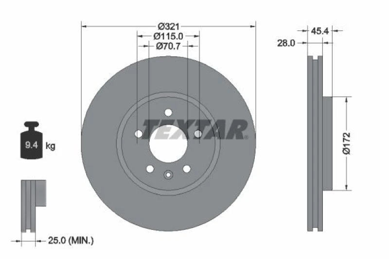 Image of Brake disc TEXTAR 92305505