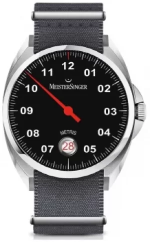 image of MeisterSinger Metris Automatic Black Dial Nylon Grey Strap Watch