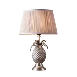 Image of Table Lamp Pewter Plate & Dusky Pink Silk 60W E27 GLS Base & Shade