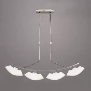 image of Lupa telescopic suspension Curved Bar 4 G9 bulbs, polished chrome/frosted white glass