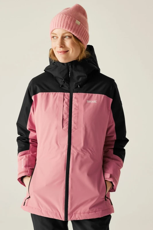 Image of Regatta Womens Maldeine Hooded Breathable Waterproof Insulated Jacket in Pink Size: 10 Pink Female 10