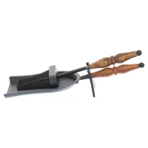 Image of Hand Turned Hearth Tidy With Wooden Handle