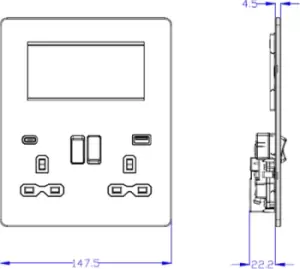 Image of KnightsBridge Screwless Small Multimedia Combination Plate with FASTCHARGE - Anthracite