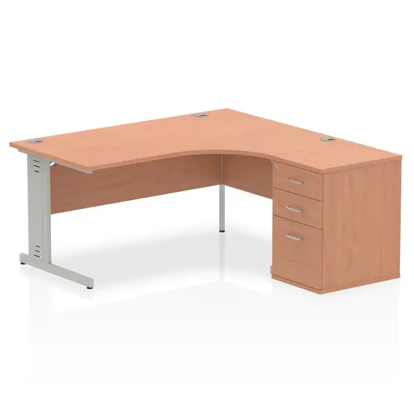 Image of Impulse 1600 Right Hand Wire Managed Workstation 600 Pedestal Bundle Beech