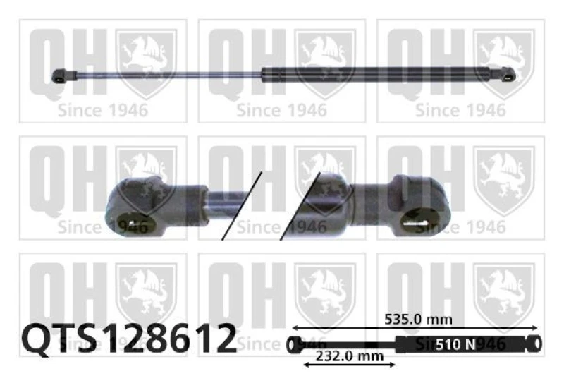 Image of QUINTON HAZELL Tailgate strut QUINTON HAZELL QTS128612