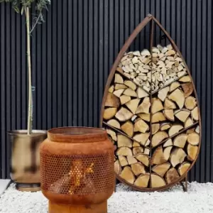 image of Sculptural Leaf on Stand Log Storage Rust