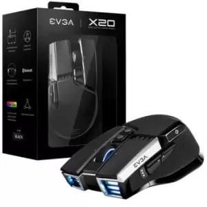 image of EVGA X20 mouse Ambidextrous RF Wireless + Bluetooth + USB Type-A Optical 16000 DPI