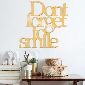 Image of Dont Forget To Sm?le Metal Decor - Gold Gold Decorative Metal Wall Accessory