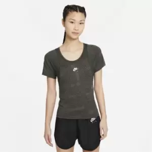 Image of Nike Air Dri-FIT Womens Short-Sleeve Running Top - Black