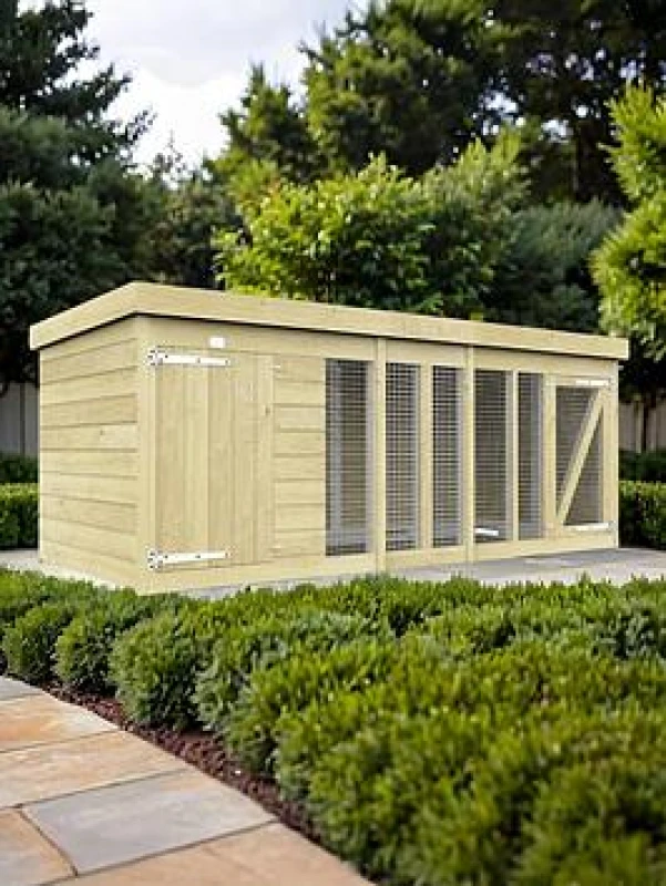 Image of DIY Sheds 10 x 4 Dog Kennel And Run, Brown 10X4DKSH