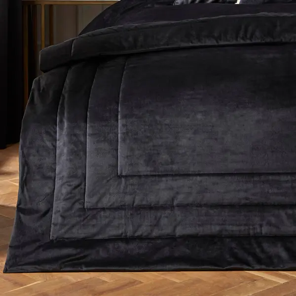 image of Laurence Llewelyn Bowen Chic Bedspread 150cm x 220cm Black