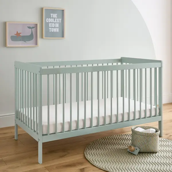 Image of CuddleCo Nola Cot Bed, Painted Pine Green