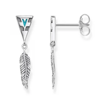 Image of Ladies Thomas Sabo Sterling Silver Glam & Soul Feather Drop Earrings
