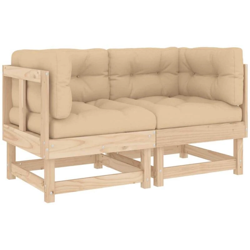 Image of VIDAXL Corner Sofas with Cushions 2 pcs Solid Wood Pine Vidaxl 8720845801724