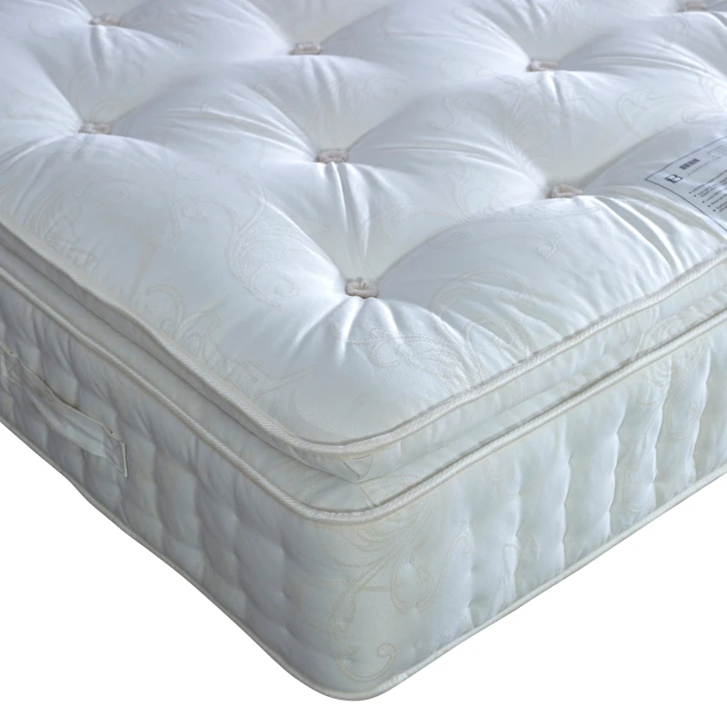 Image of Bedmaster Bedmaster Signature Pillow Top 2000 Pocket Sprung Plush Velvet Divan Set And Headboard in Natural Size: Double Natural Double Unisex 95075