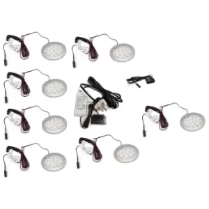Image of Round LED Light Under Furniture Cabinet Shelf Cupboard Full Kit lumino - Light Colour Natural - Lights 7