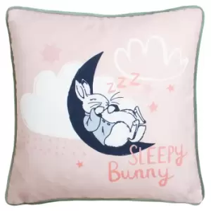 Sleepy Head Peter Rabbit Cushion Pink / 43 x 43cm / Polyester Filled