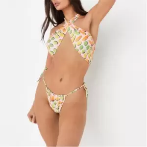 image of Missguided Printed Tie Side Itsy Bitsy Bikini Bottoms - Pink