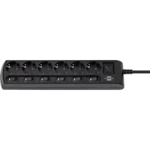 image of Brennenstuhl 1153110116 Power strip (+ switch) 6x Black PG connector