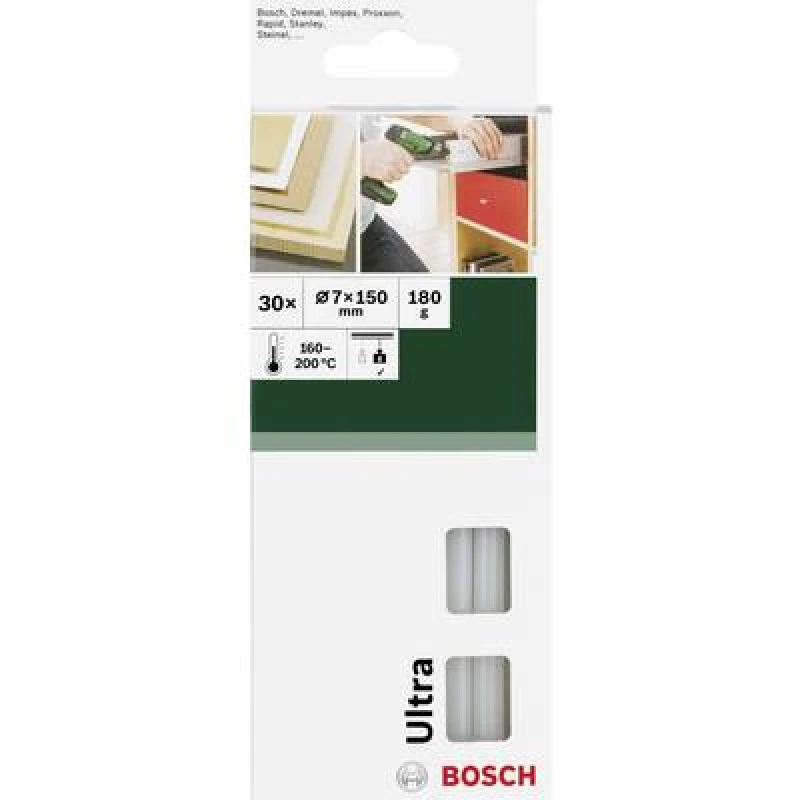 Image of Bosch Accessories Bosch Accessories Hot melt glue sticks 7mm 150 mm Transparent (opaque) 180g 30 pc(s) 2609256D29