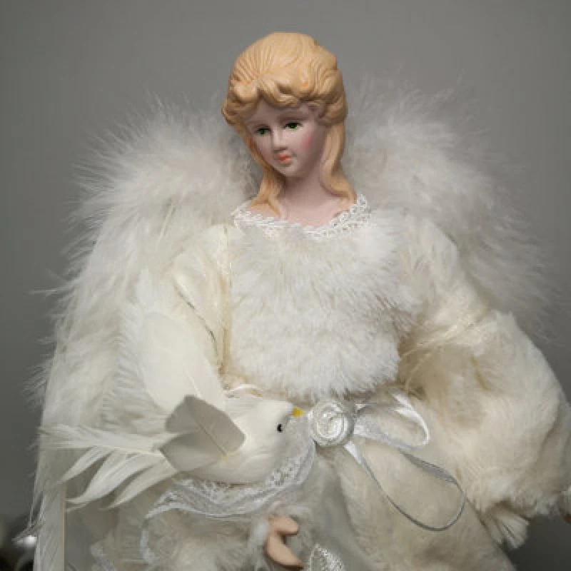 Image of Samuel Alexander 30Cm Premier Christmas Tree Topper Angel Decoration Holding Dove In White
