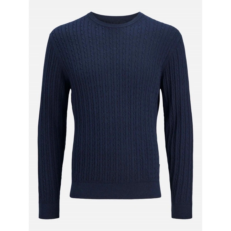 Image of Jack and Jones Emil Cable Knit Jumper Mens Navy Blazer male L
